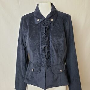 Kate Rosy blue ruffle jacket nwot